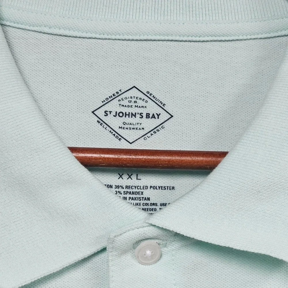 St. John's Bay Polo Men XXL Alpine Mint Comfort Flex Classic Fit Short Sleeve